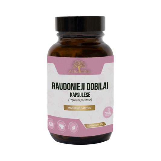Raudonųjų dobilų žiedų kapsulės-moters menopauzei