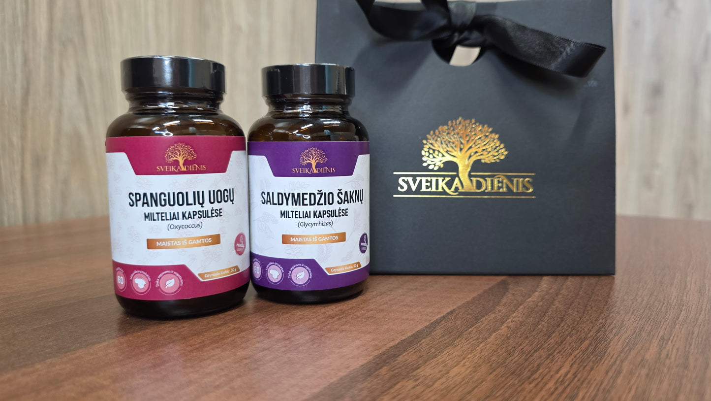 Rinkinys moterims: Saldymedžio šaknis + Spanguolių uogos