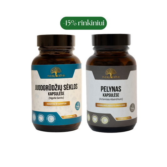 Rinkinys virškinimui: Pelynas + Juodgrūdžių sėklos