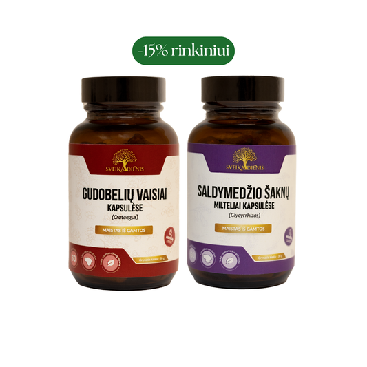 Rinkinys širdžiai ir nervų sistemai: Gudobelių vaisiai + Saldymedžio šaknis
