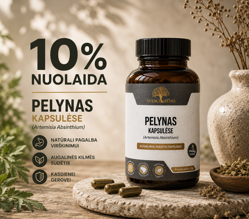 Pelynas kapsulėse – 100% pelyno žolė - Sveikadienis