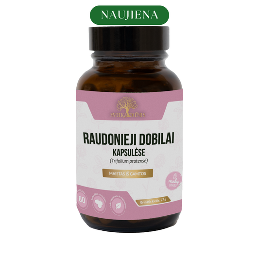 Raudonųjų dobilų žiedų kapsulės-moters menopauzei