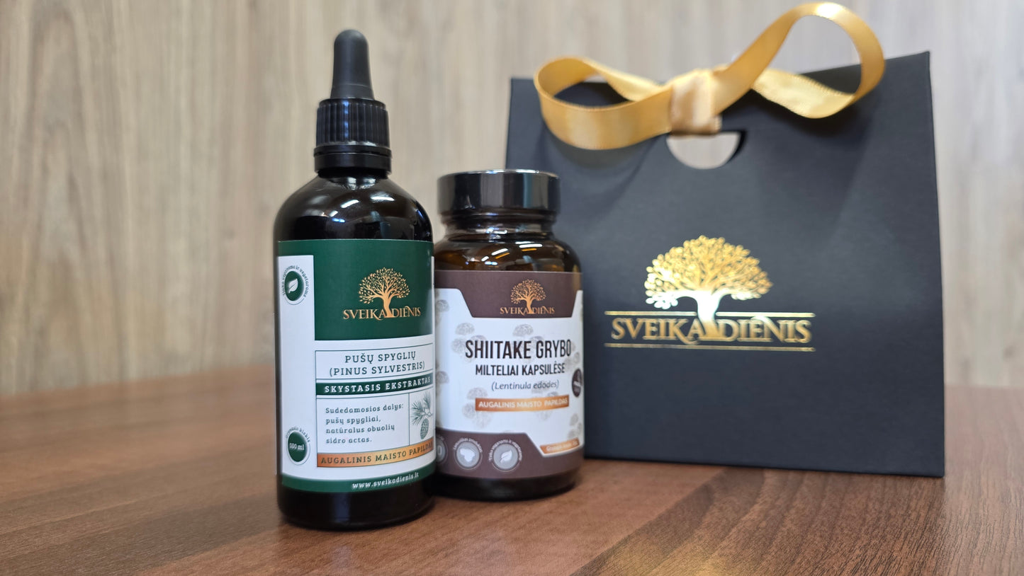 Imunitetui rinkinys: Pušų spyglių ekstraktas + Shiitake grybas