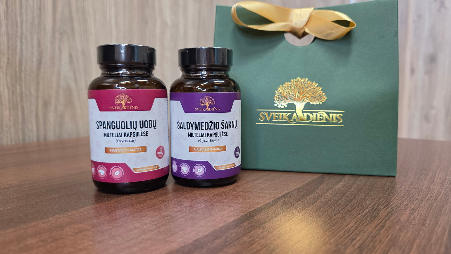 Rinkinys moterims: Saldymedžio šaknis + Spanguolių uogos