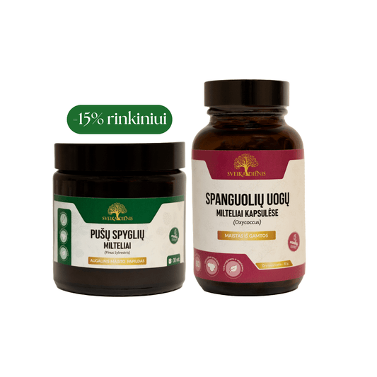 Rinkinys moterims: Spanguolių uogos + Pušų spygliai 30g - Sveikadienis