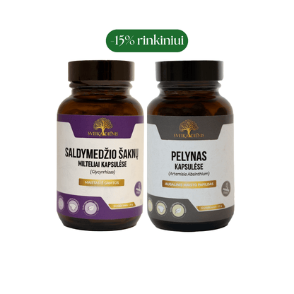 Rinkinys virškinimui: Saldymedžio šaknis + Pelynas - Sveikadienis