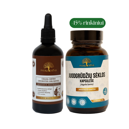 Rinkinys vyrams: Chaga grybo ekstraktas + Juodgrūdžių sėklos