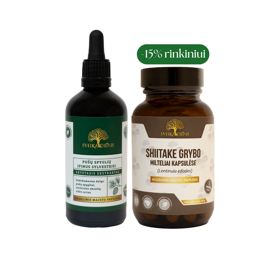 Imunitetą stiprinantis rinkinys: Pušų spyglių ekstraktas + Shiitake grybas